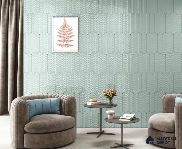Subway Wall Tile TL 10742 I Feather Series  Soft Aqua 1 ft x 3 in Ceramic Glossy Finish - 10 mm | Suitable for Highlighter Walls, Foyer, Bathroom, Kitchen Wall & Backsplashes