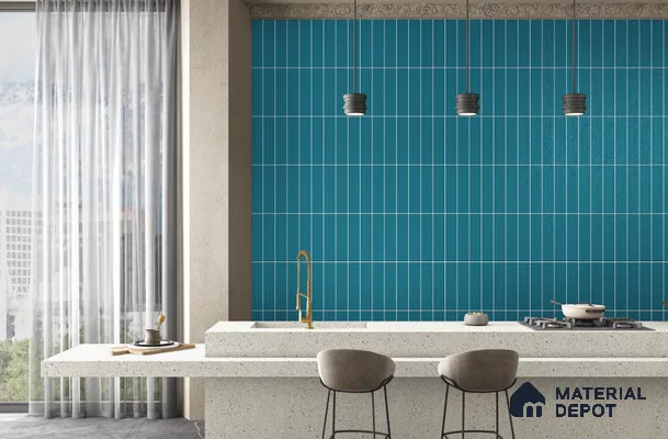 Subway Wall Tile TL 10530 J Lavaline Series  Teal Neo 1 ft x 3 in Ceramic Glossy Finish - 10 mm | 3 Random Design | Suitable for Highlighter Walls, Foyer, Bathroom, Kitchen Wall & Backsplashes