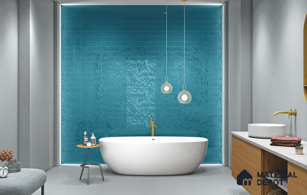Subway Wall Tile TL 10741 J Texturax Series  Teal Neo 1 ft x 3 in Ceramic Glossy Finish - 10 mm | 3 Random Design | Suitable for Highlighter Walls, Foyer, Bathroom, Kitchen Wall & Backsplashes