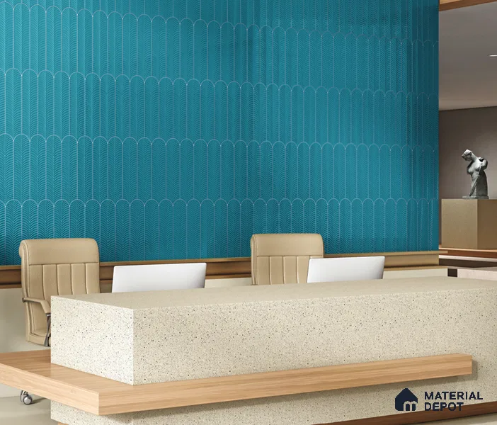 Subway Wall Tile TL 10742 J Feather Series  Teal Neo 1 ft x 3 in Ceramic Glossy Finish - 10 mm | Suitable for Highlighter Walls, Foyer, Bathroom, Kitchen Wall & Backsplashes