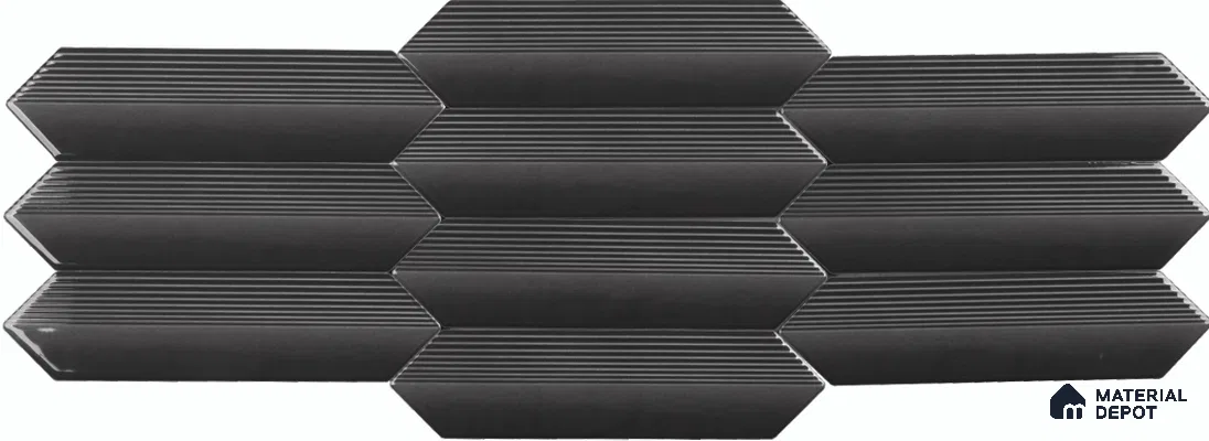 Subway Wall Tile TL 10531  Como Coal 1 ft x 3 in Ceramic Glossy Finish - 10 mm | Suitable for Highlighter Walls, Foyer, Bathroom, Kitchen Wall & Backsplashes