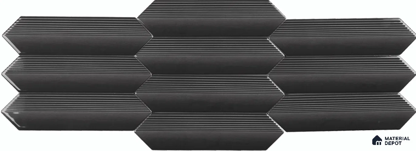 Subway Wall Tile TL 10531  Como Coal 1 ft x 3 in Ceramic Glossy Finish - 10 mm | Suitable for Highlighter Walls, Foyer, Bathroom, Kitchen Wall & Backsplashes