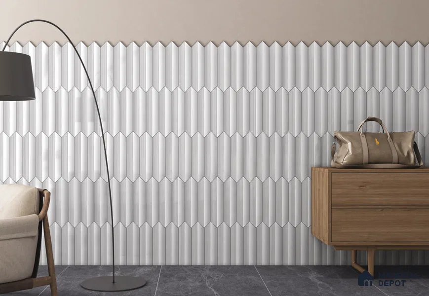 Subway Wall Tile TL 10531 C  Como Fog 1 ft x 3 in Ceramic Glossy Finish - 10 mm | Suitable for Highlighter Walls, Foyer, Bathroom, Kitchen Wall & Backsplashes
