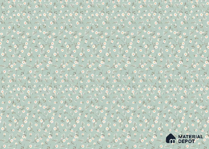 Sweet Bloom Textile Illustration Wallpaper Featuring Playful Cute Floral Motifs Wallpaper | Material Depot