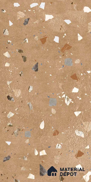 Terrazzo Wall & Floor Tile TL 08263 Terra Brown 4 ft x 2 ft Matte Finish Vitrified Tile - 9 mm