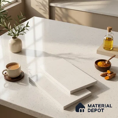 Terrazzo Counter Top Slab TL 12120 Galaxy Snow White 8 ft x 2.6 ft mm Full Body Vitrified Glossy Finish - 15 mm | Suitable For Counter Top, Dining Table Top & Window Frame
