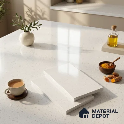 Terrazzo Counter Top Slab TL 12120 Galaxy Snow White 8 ft x 2.6 ft mm Full Body Vitrified Glossy Finish - 15 mm | Suitable For Counter Top, Dining Table Top & Window Frame