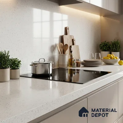 Terrazzo Counter Top Slab TL 12120 Galaxy Snow White 8 ft x 2.6 ft mm Full Body Vitrified Glossy Finish - 15 mm | Suitable For Counter Top, Dining Table Top & Window Frame