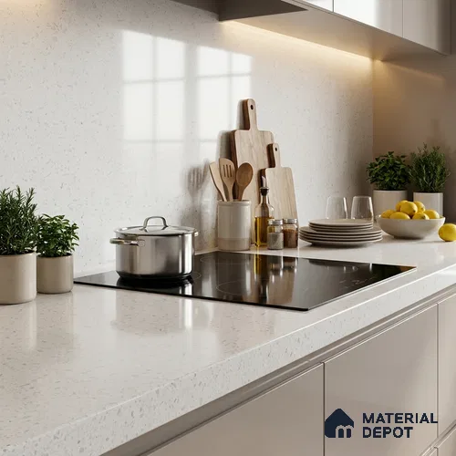Terrazzo Counter Top Slab TL 12120 Galaxy Snow White 8 ft x 2.6 ft mm Full Body Vitrified Glossy Finish - 15 mm | Suitable For Counter Top, Dining Table Top & Window Frame