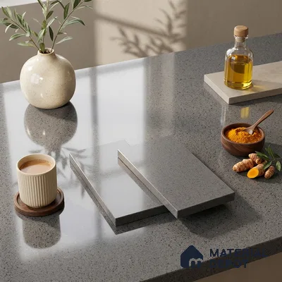 Terrazzo Counter Top Slab TL 06028 B Galaxy Grey 8 ft x 2.6 ft mm Full Body Vitrified Glossy Finish - 15 mm | Suitable For Counter Top, Dining Table Top & Window Frame