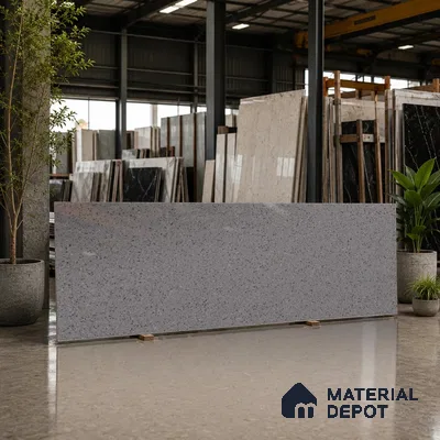 Terrazzo Counter Top Slab TL 06028 B Galaxy Grey 8 ft x 2.6 ft mm Full Body Vitrified Glossy Finish - 15 mm | Suitable For Counter Top, Dining Table Top & Window Frame