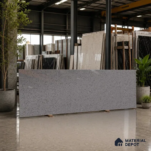 Terrazzo Counter Top Slab TL 06028 B Galaxy Grey 8 ft x 2.6 ft mm Full Body Vitrified Glossy Finish - 15 mm | Suitable For Counter Top, Dining Table Top & Window Frame