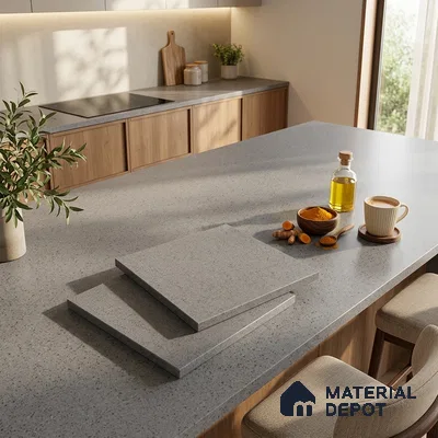 Terrazzo Counter Top Slab TL 06028 Galaxy Grey 8 ft x 2.6 ft mm Full Body Vitrified Matte Finish - 15 mm | Suitable For Counter Top, Dining Table Top & Window Frame