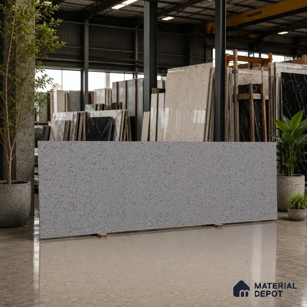 Terrazzo Counter Top Slab TL 06028 Galaxy Grey 8 ft x 2.6 ft mm Full Body Vitrified Matte Finish - 15 mm | Suitable For Counter Top, Dining Table Top & Window Frame