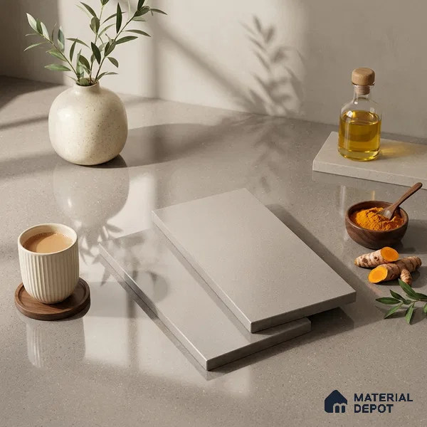 Terrazzo Counter Top Slab TL 06029 B Galaxy Gris 8 ft x 2.6 ft mm Full Body Vitrified Glossy Finish - 15 mm | Suitable For Counter Top, Dining Table Top & Window Frame