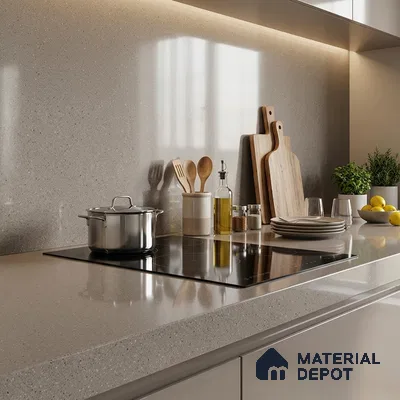 Terrazzo Counter Top Slab TL 06029 B Galaxy Gris 8 ft x 2.6 ft mm Full Body Vitrified Glossy Finish - 15 mm | Suitable For Counter Top, Dining Table Top & Window Frame