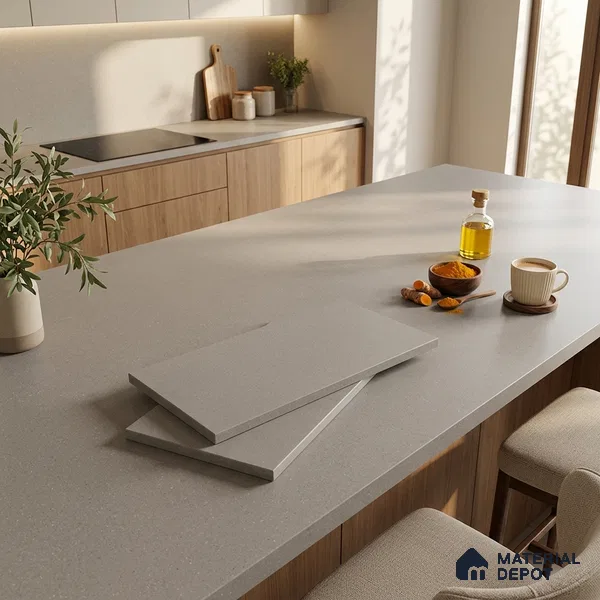 Terrazzo Counter Top Slab TL 06029 Galaxy Gris 8 ft x 2.6 ft mm Full Body Vitrified Matte Finish - 15 mm | Suitable For Counter Top, Dining Table Top & Window Frame