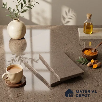 Terrazzo Counter Top Slab TL 06030 C Galaxy Moca 8 ft x 2.6 ft mm Full Body Vitrified Glossy Finish - 15 mm | Suitable For Counter Top, Dining Table Top & Window Frame