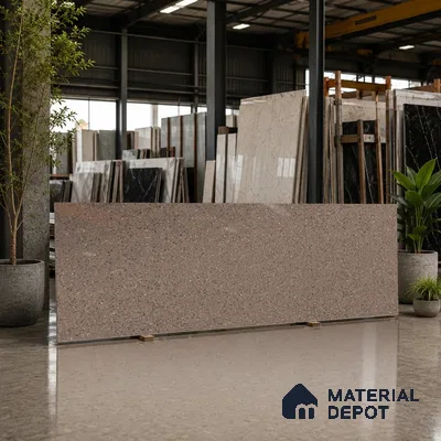 Terrazzo Counter Top Slab TL 06030 C Galaxy Moca 8 ft x 2.6 ft mm Full Body Vitrified Glossy Finish - 15 mm | Suitable For Counter Top, Dining Table Top & Window Frame