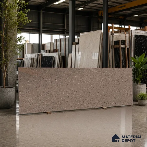 Terrazzo Counter Top Slab TL 06030 C Galaxy Moca 8 ft x 2.6 ft mm Full Body Vitrified Glossy Finish - 15 mm | Suitable For Counter Top, Dining Table Top & Window Frame