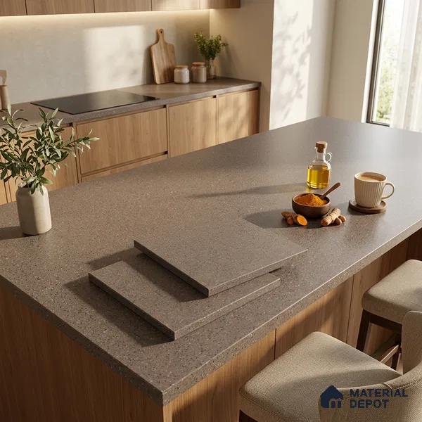 Terrazzo Counter Top Slab TL 06030 Galaxy Moca 8 ft x 2.6 ft mm Full Body Vitrified Matte Finish - 15 mm | Suitable For Counter Top, Dining Table Top & Window Frame