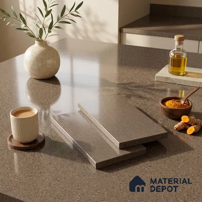Terrazzo Counter Top Slab TL 06032 Galaxy Walnut 8 ft x 2.6 ft mm Full Body Vitrified Glossy Finish - 15 mm | Suitable For Counter Top, Dining Table Top & Window Frame