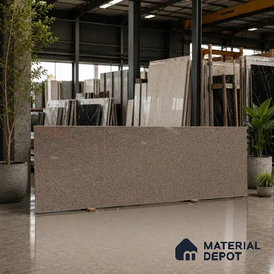 Terrazzo Counter Top Slab TL 06032 Galaxy Walnut 8 ft x 2.6 ft mm Full Body Vitrified Glossy Finish - 15 mm | Suitable For Counter Top, Dining Table Top & Window Frame