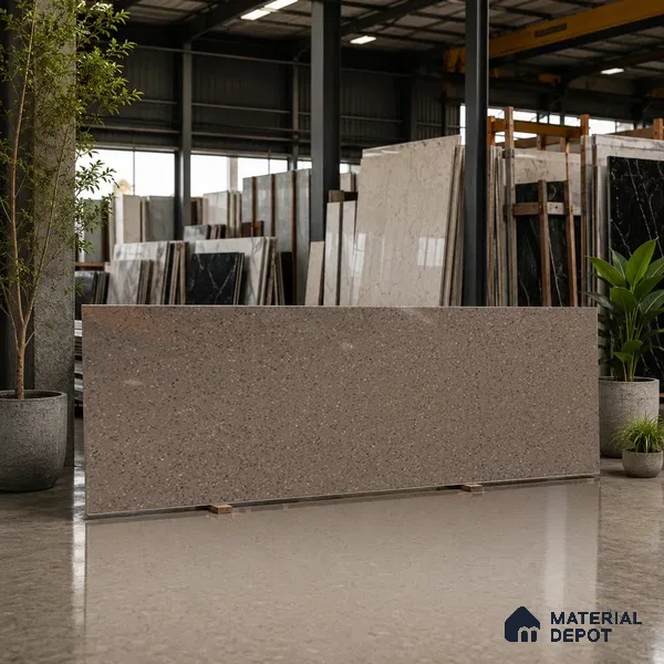 Terrazzo Counter Top Slab TL 06032 Galaxy Walnut 8 ft x 2.6 ft mm Full Body Vitrified Glossy Finish - 15 mm | Suitable For Counter Top, Dining Table Top & Window Frame