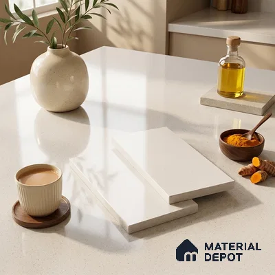 Terrazzo Counter Top Slab TL 06033 Galaxy White 8 ft x 2.6 ft mm Full Body Vitrified Glossy Finish - 15 mm | Suitable For Counter Top, Dining Table Top & Window Frame