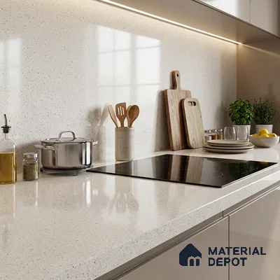 Terrazzo Counter Top Slab TL 06033 Galaxy White 8 ft x 2.6 ft mm Full Body Vitrified Glossy Finish - 15 mm | Suitable For Counter Top, Dining Table Top & Window Frame