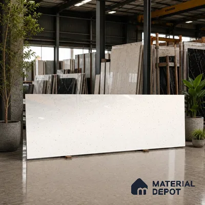 Terrazzo Counter Top Slab TL 06037 B Nexa Bianco 8 ft x 2.6 ft mm Full Body Vitrified Glossy Finish - 15 mm | Suitable For Counter Top, Dining Table Top & Window Frame