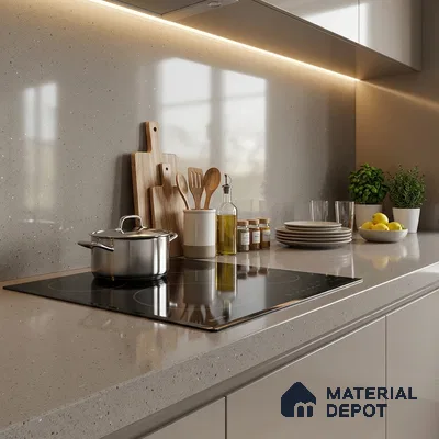 Terrazzo Counter Top Slab TL 06038 Nexa Gris 8 ft x 2.6 ft mm Full Body Vitrified Glossy Finish - 15 mm | Suitable For Counter Top, Dining Table Top & Window Frame