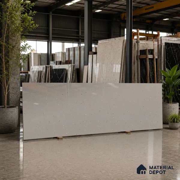 Terrazzo Counter Top Slab TL 06038 Nexa Gris 8 ft x 2.6 ft mm Full Body Vitrified Glossy Finish - 15 mm | Suitable For Counter Top, Dining Table Top & Window Frame