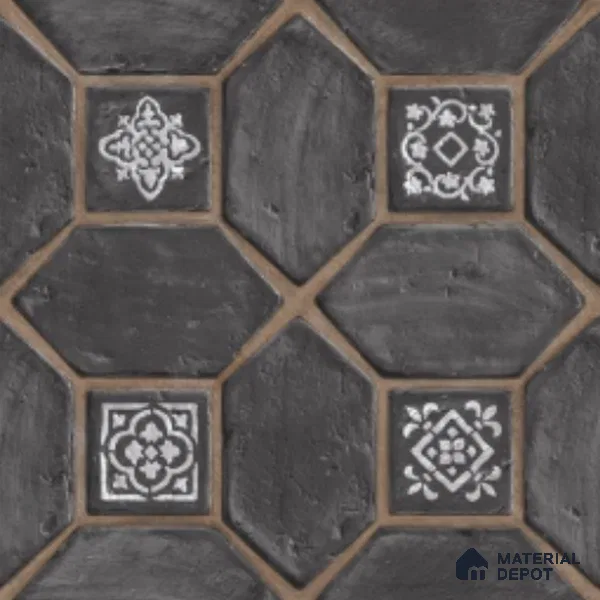 Moroccan Floor Tile TL 08451 Retro Opal 16 x 16 inch Texture Finish Vitrified Tile - 12 mm | Suitable for Parking, Outdoor & Bathroom | Pattern Alignment May Vary | 2-3 mm Spacer is Mandatory