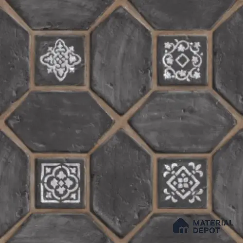 Moroccan Floor Tile TL 08451 Retro Opal 16 x 16 inch Texture Finish Vitrified Tile - 12 mm | Suitable for Parking, Outdoor & Bathroom | Pattern Alignment May Vary | 2-3 mm Spacer is Mandatory