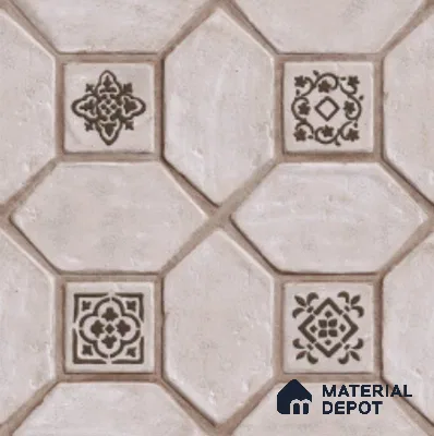 Moroccan Floor Tile TL 08451 B Retro Pearl 16 x 16 inch Texture Finish Vitrified Tile - 12 mm | Suitable for Parking, Outdoor & Bathroom | Pattern Alignment May Vary | 2-3 mm Spacer is Mandatory