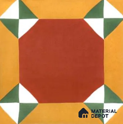 Moroccan Floor & Wall Athangudi TL 11459 Royal Octagon 1 ft x 1 ft Satin Finish Ceramic Tile - 7.5 mm | Suitable For Balcony, Highlighter Wall, Bathroom & Kitchen