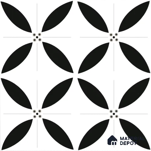 Moroccan Floor & Wall Tile TL 08318 B Aura Nero 1 ft x 1 ft Matte Finish Vitrified Tile - 9 mm | Suitable for Living Room, Bedroom & Bathroom | Please Expect a Slight Variation of Pattern