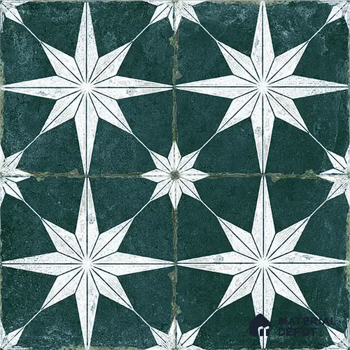Moroccan Floor & Wall Athangudi Tile TL 08317 D Athena Verde 1 ft x 1 ft Matte Finish Vitrified Tile - 9 mm | Suitable for Living Room, Bedroom & Bathroom | Please Expect a Slight Variation of Pattern