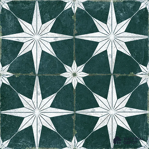 Moroccan Floor & Wall Athangudi Tile TL 08317 D Athena Verde 1 ft x 1 ft Matte Finish Vitrified Tile - 9 mm | Suitable for Bathroom, Kitchen, Balcony | Please Expect a Slight Variation of Pattern