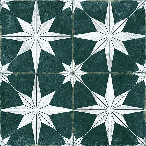Moroccan Floor & Wall Athangudi Tile TL 08317 D Athena Verde 1 ft x 1 ft Matte Finish Vitrified Tile - 9 mm | Suitable for Living Room, Bedroom & Bathroom | Please Expect a Slight Variation of Pattern