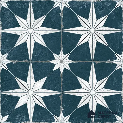 Moroccan Floor & Wall Athangudi Tile TL 08317 Athena Azul 1 ft x 1 ft Matte Finish Vitrified Tile - 9 mm | Suitable for Living Room, Bedroom & Bathroom | Please Expect a Slight Variation of Pattern