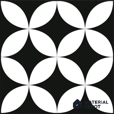 Moroccan Floor & Wall Tile TL 08322 Monochrome Helios 1 ft x 1 ft Matte Finish Vitrified Tile - 9 mm | Suitable for Bathroom, Kitchen, Entryway | Please Expect a Slight Variation of Pattern