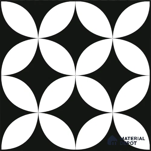 Moroccan Floor & Wall Tile TL 08322 Monochrome Helios 1 ft x 1 ft Matte Finish Vitrified Tile - 9 mm | Suitable for Bathroom, Kitchen, Entryway | Please Expect a Slight Variation of Pattern
