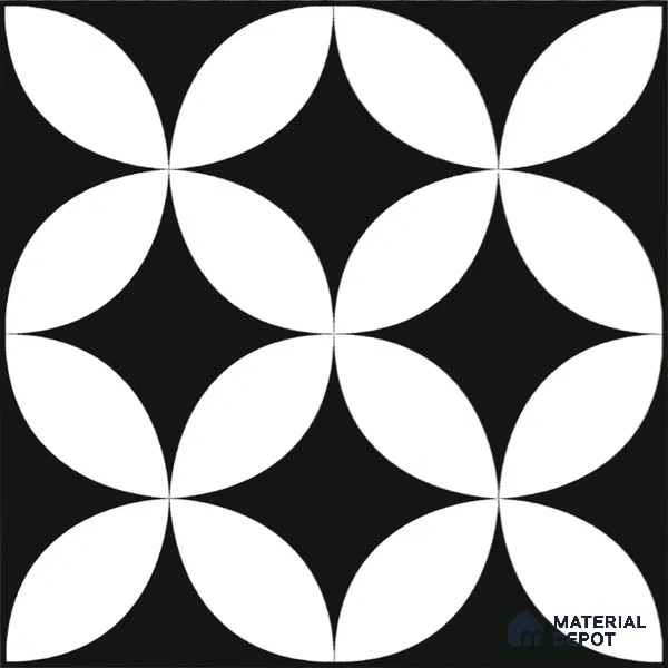 Moroccan Floor & Wall Tile TL 08322 Monochrome Helios 1 ft x 1 ft Matte Finish Vitrified Tile - 9 mm | Suitable for Bathroom, Kitchen, Entryway | Please Expect a Slight Variation of Pattern