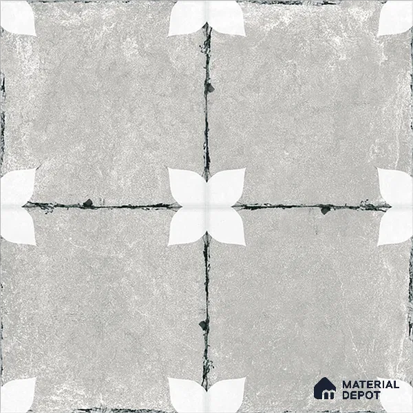 Moroccan Floor & Wall Athangudi Tile TL 08314 D Astria Gris 1 ft x 1 ft Matte Finish Vitrified Tile - 9 mm | Suitable for Bathroom, Kitchen, Balcony | Please Expect a Slight Variation of Pattern