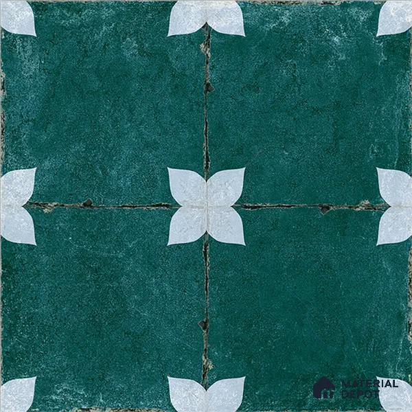 Moroccan Floor & Wall Athangudi Tile TL 08314 C Astria Verde 1 ft x 1 ft Matte Finish Vitrified Tile - 9 mm | Suitable for Bathroom, Kitchen, Balcony | Please Expect a Slight Variation of Pattern
