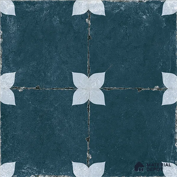 Moroccan Floor & Wall Athangudi Tile TL 08314 Astria Azul 1 ft x 1 ft Matte Finish Vitrified Tile - 9 mm | Suitable for Bathroom, Kitchen, Balcony | Please Expect a Slight Variation of Pattern