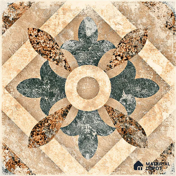 Moroccan Floor & Wall Tile TL 08321 Harmonia 1 ft x 1 ft Matte Finish Vitrified Tile - 9 mm | Suitable for Bathroom, Kitchen, Balcony | Please Expect a Slight Variation of Pattern