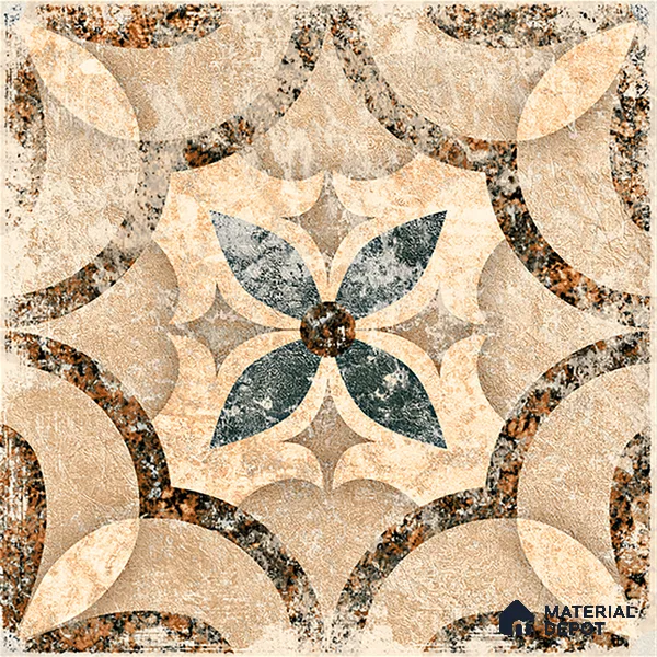 Moroccan Floor & Wall Tile TL 08321 Harmonia 1 ft x 1 ft Matte Finish Vitrified Tile - 9 mm | Suitable for Bathroom, Kitchen, Balcony | Please Expect a Slight Variation of Pattern